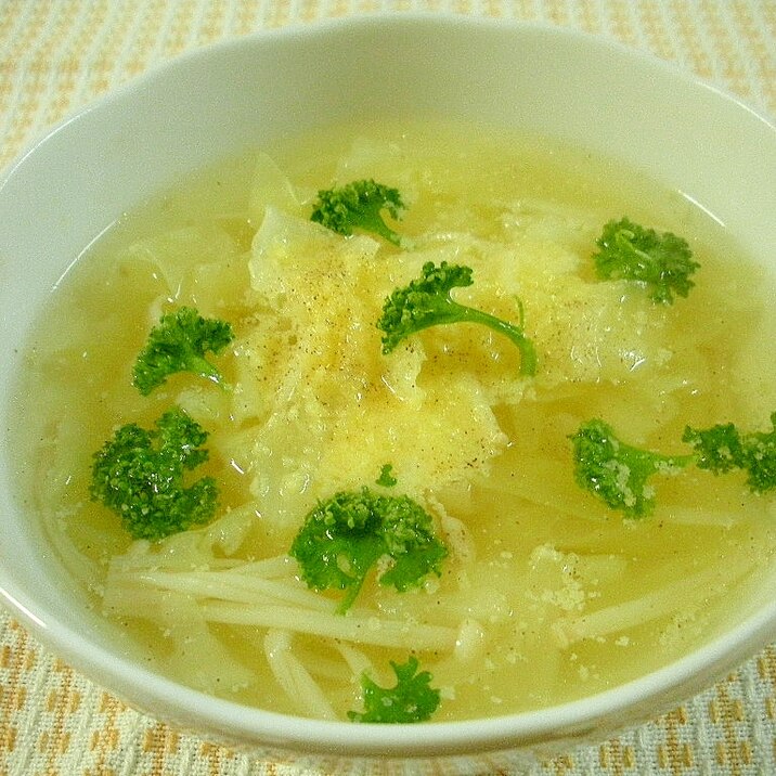 ☆キャベツとエノキタケのゆで汁スープ☆
